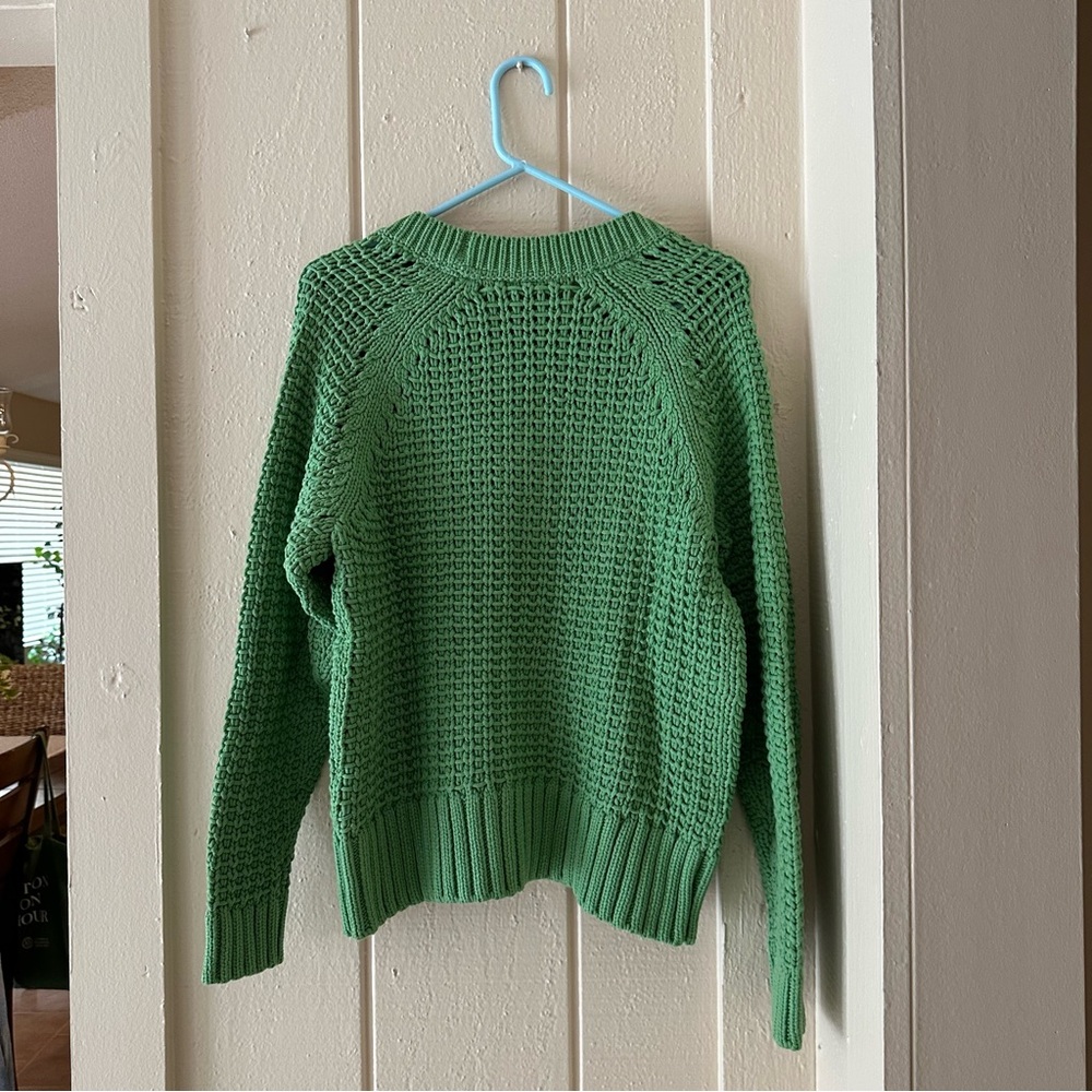 WOW NEW VARLEY GREEN OPEN KNIT BUTTON DOWN/POCKETS CARDIGAN SWEATER S - Picture 2 of 3